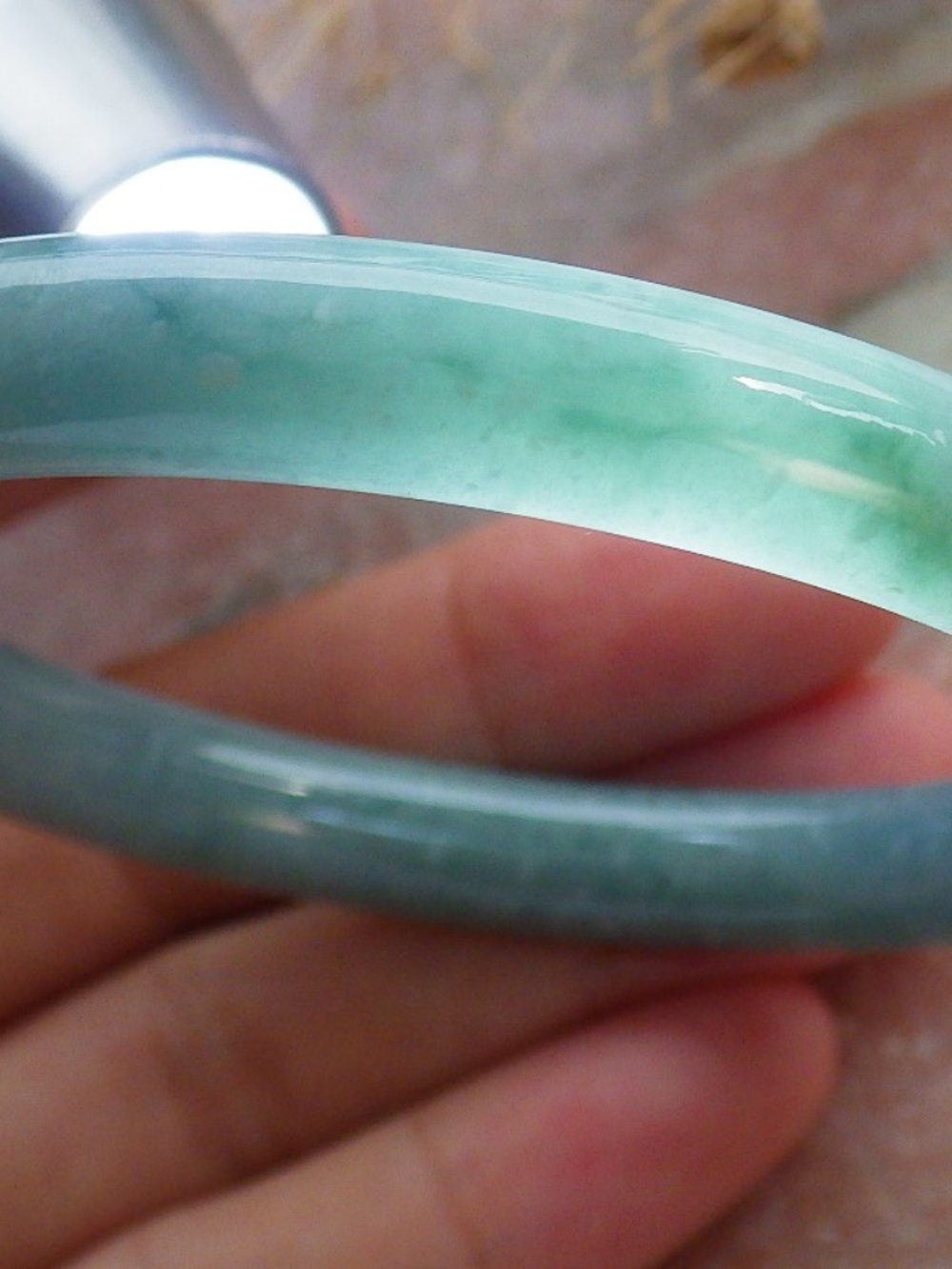 54mm Certified Hand Carved Green Natural A JADE Circle Jadeite Bangle Bracelet
